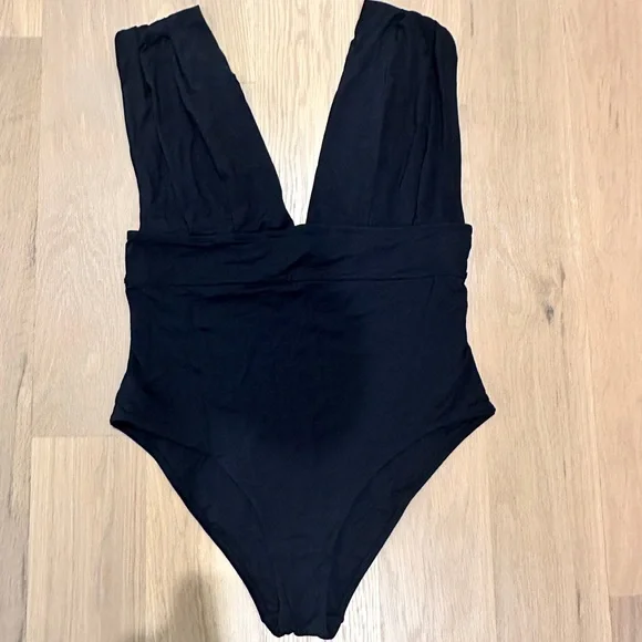 Monday Swimwear Black One Piece V-Neck Swimsuit - Picture 3 of 3